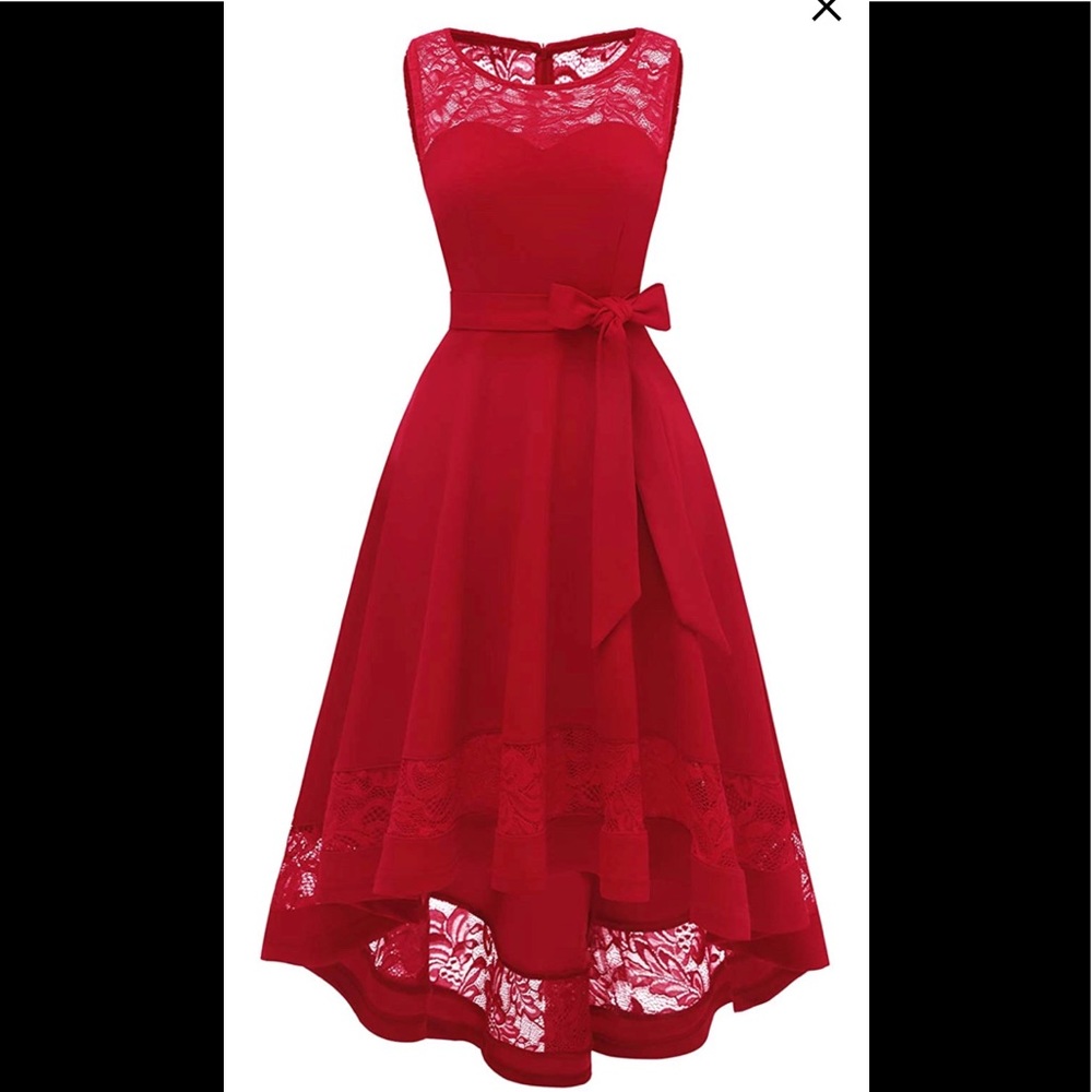 High low red chiffon dress